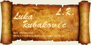Luka Rubaković vizit kartica